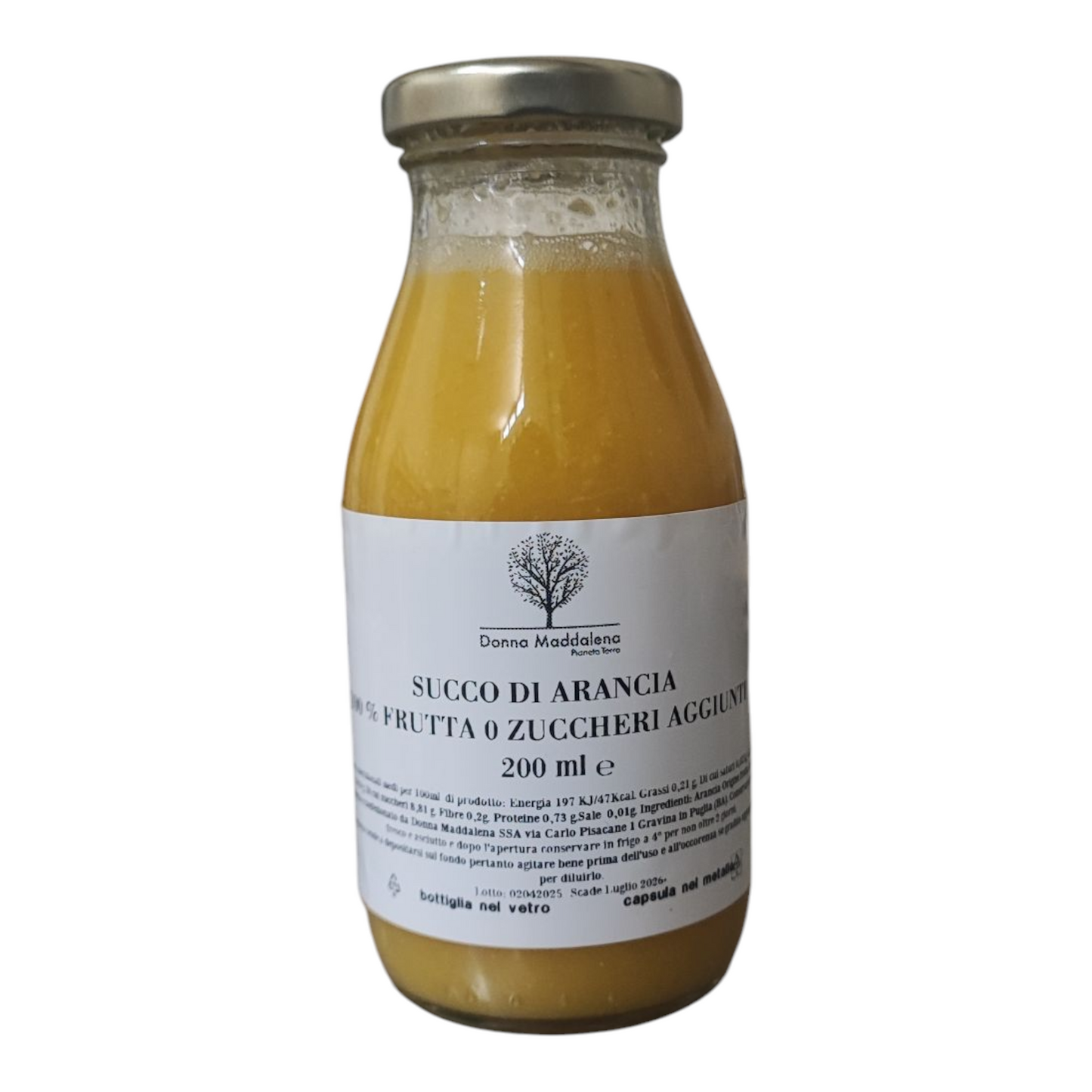 Succo di arancia 200 ml 0 zuccheri aggiunti 100% frutta