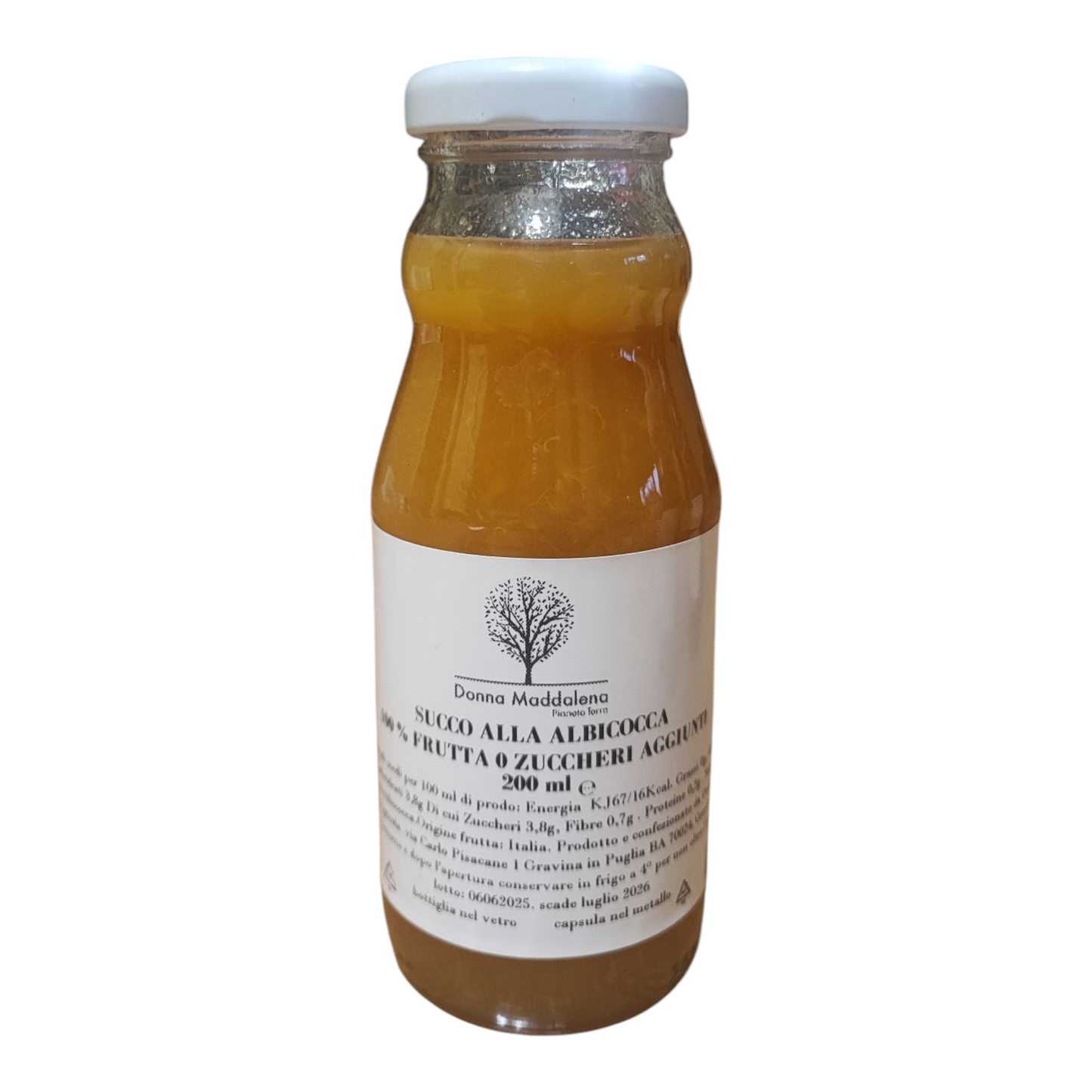 Succo alla albicocca 100% frutta e 0 zuccheri aggiunti - 200 ml